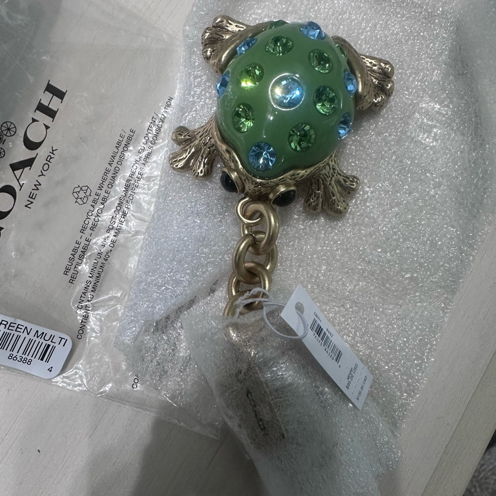 Coach Frog Keychain with Green and Blue Accents